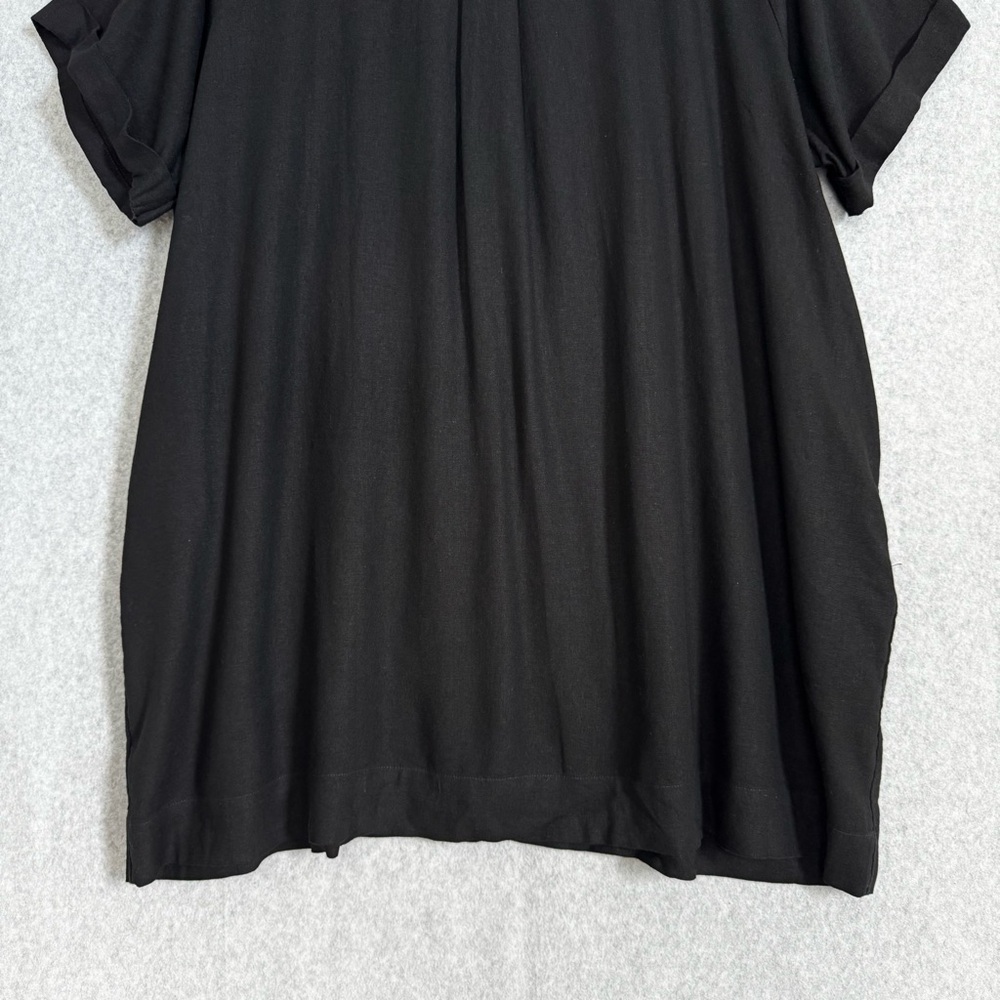 Old Navy Shirt Dress XXL Petite Black Linen Blend Button Up Fall Lagenlook NWT - Picture 8 of 12